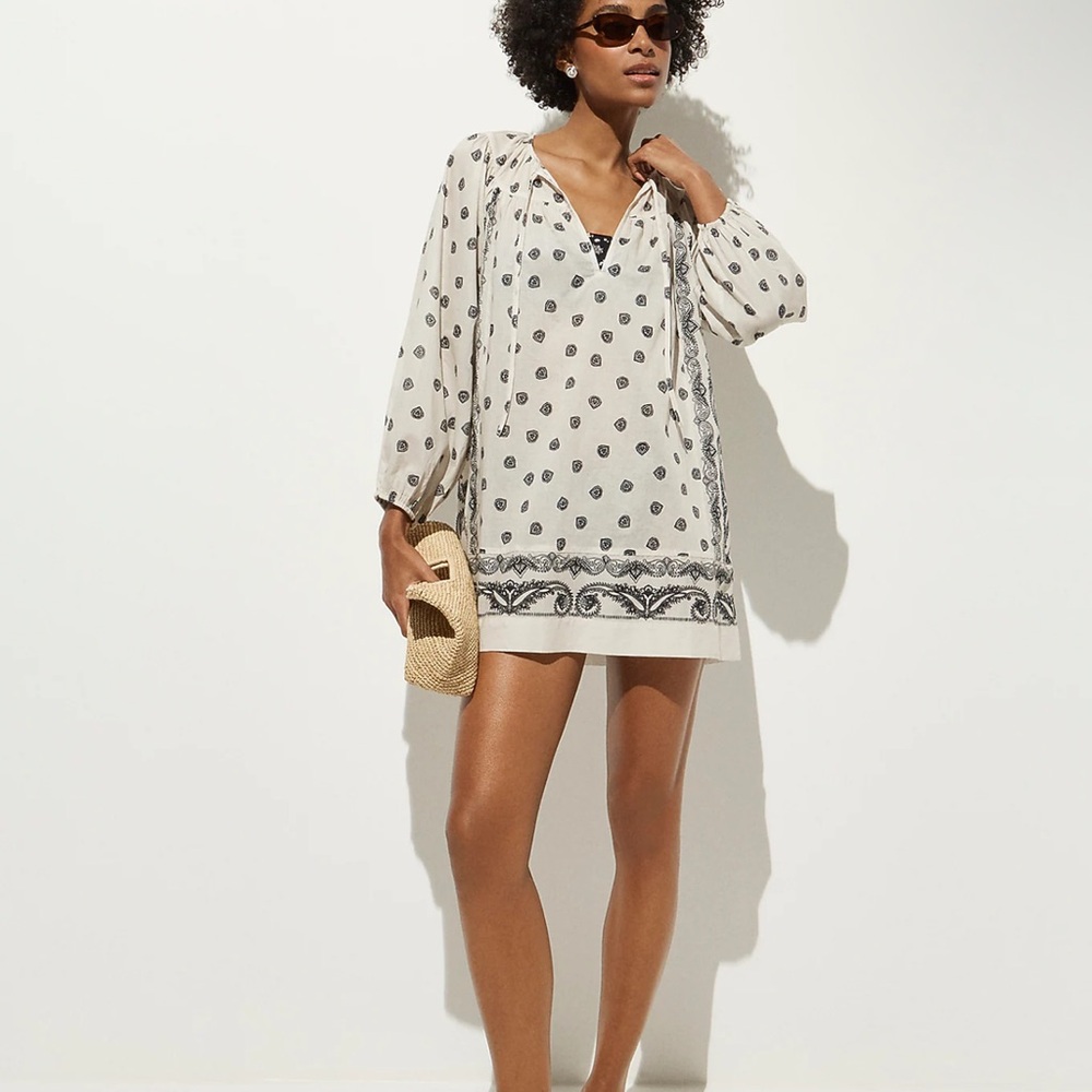 J.Crew Cotton voile relaxed-fit tunic dress in bandana print